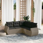 vidaXL Set canapea de grădină cu perne, 5 piese, gri, poliratan vidaXL Set canapea de grădină cu perne, 5 piese, gri, poliratan