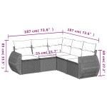 vidaXL Set canapea de grădină cu perne, 5 piese, gri, poliratan vidaXL Set canapea de grădină cu perne, 5 piese, gri, poliratan