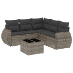 vidaXL Set mobilier grădină cu perne, 6 piese, gri, poliratan