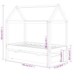 vidaXL Cadru pat copii, cu un sertar, 70x140 cm, lemn masiv de pin vidaXL Cadru pat copii, cu un sertar, 70x140 cm, lemn masiv de pin