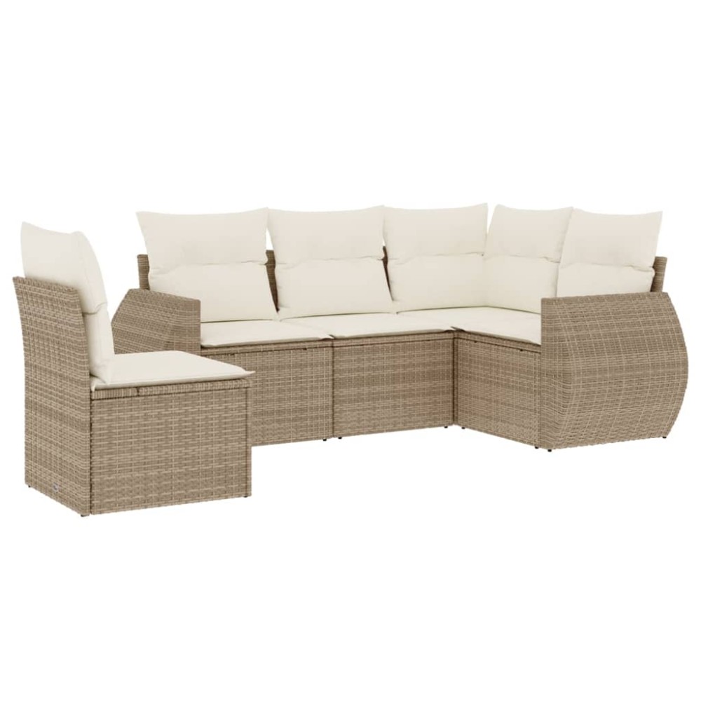 vidaXL Set canapele de grădină cu perne, 5 piese, bej, poliratan