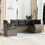 vidaXL Set canapea de grădină cu perne, 5 piese, gri, poliratan vidaXL Set canapea de grădină cu perne, 5 piese, gri, poliratan