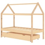 vidaXL Cadru pat pentru copii, cu un sertar, 80x160 cm, lemn masiv pin vidaXL Cadru pat pentru copii, cu un sertar, 80x160 cm, lemn masiv pin