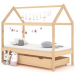vidaXL Cadru pat pentru copii, cu un sertar, 80x160 cm, lemn masiv pin vidaXL Cadru pat pentru copii, cu un sertar, 80x160 cm, lemn masiv pin