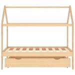 vidaXL Cadru pat pentru copii, cu un sertar, 80x160 cm, lemn masiv pin vidaXL Cadru pat pentru copii, cu un sertar, 80x160 cm, lemn masiv pin