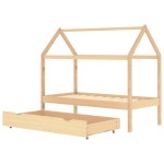 vidaXL Cadru pat pentru copii, cu un sertar, 80x160 cm, lemn masiv pin vidaXL Cadru pat pentru copii, cu un sertar, 80x160 cm, lemn masiv pin