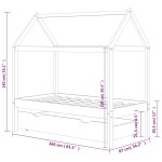 vidaXL Cadru pat pentru copii, cu un sertar, 80x160 cm, lemn masiv pin vidaXL Cadru pat pentru copii, cu un sertar, 80x160 cm, lemn masiv pin