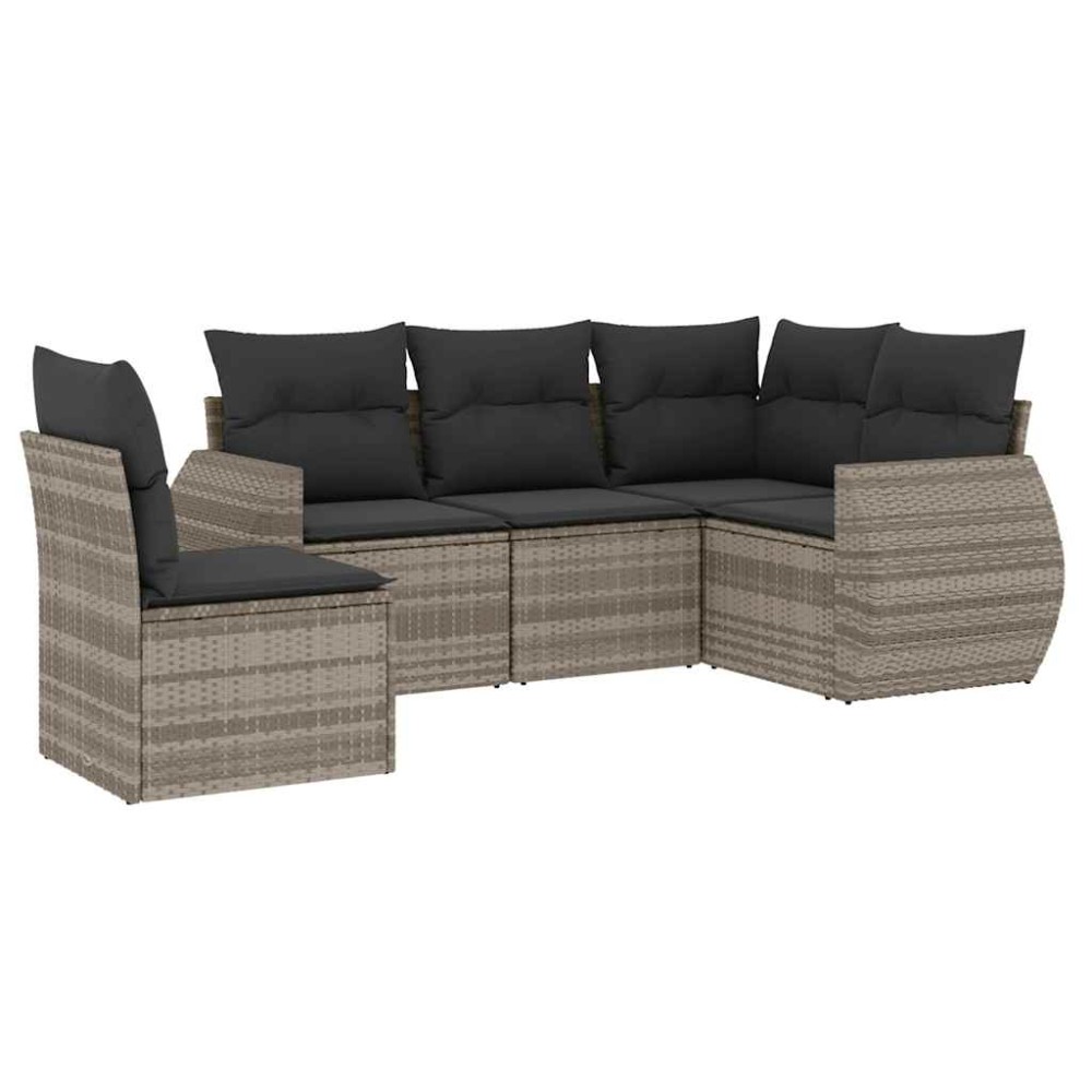 vidaXL Set canapele de grădină cu perne, 5 piese gri deschis poliratan