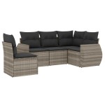 vidaXL Set canapele de grădină cu perne, 5 piese gri deschis poliratan vidaXL Set canapele de grădină cu perne, 5 piese gri deschis poliratan