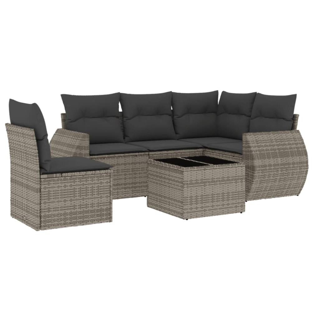 vidaXL Set mobilier grădină cu perne, 6 piese, gri, poliratan