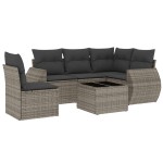 vidaXL Set mobilier grădină cu perne, 6 piese, gri, poliratan