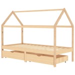 vidaXL Cadru de pat copii, cu sertare, 90 x 200 cm, lemn masiv de pin vidaXL Cadru de pat copii, cu sertare, 90 x 200 cm, lemn masiv de pin