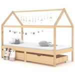 vidaXL Cadru de pat copii, cu sertare, 90 x 200 cm, lemn masiv de pin vidaXL Cadru de pat copii, cu sertare, 90 x 200 cm, lemn masiv de pin