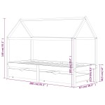 vidaXL Cadru de pat copii, cu sertare, 90 x 200 cm, lemn masiv de pin vidaXL Cadru de pat copii, cu sertare, 90 x 200 cm, lemn masiv de pin