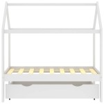 vidaXL Cadru pat copii cu un sertar, alb, 70x140 cm, lemn masiv de pin vidaXL Cadru pat copii cu un sertar, alb, 70x140 cm, lemn masiv de pin