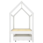 vidaXL Cadru pat de copii cu un sertar, alb, 80x160 cm, lemn masiv pin vidaXL Cadru pat de copii cu un sertar, alb, 80x160 cm, lemn masiv pin