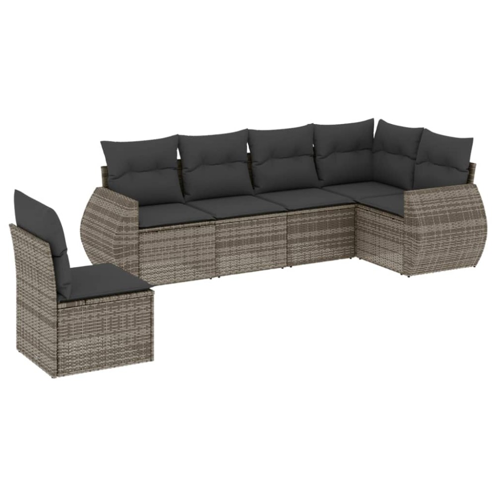 vidaXL Set mobilier grădină cu perne, 6 piese, gri, poliratan