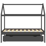 vidaXL Cadru pat copii cu sertar gri închis 80x160 cm lemn masiv pin vidaXL Cadru pat copii cu sertar gri închis 80x160 cm lemn masiv pin
