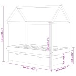 vidaXL Cadru pat copii cu sertar gri închis 80x160 cm lemn masiv pin vidaXL Cadru pat copii cu sertar gri închis 80x160 cm lemn masiv pin
