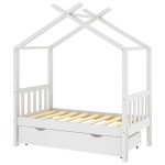 vidaXL Cadru pat de copii cu un sertar, alb, 70x140 cm, lemn masiv pin