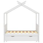 vidaXL Cadru pat de copii cu un sertar, alb, 70x140 cm, lemn masiv pin