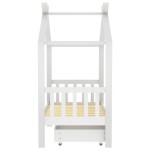 vidaXL Cadru pat de copii cu un sertar, alb, 70x140 cm, lemn masiv pin