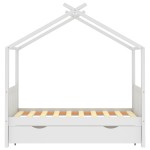 vidaXL Cadru pat de copii cu un sertar, alb, 80x160 cm, lemn masiv pin