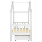 vidaXL Cadru pat de copii cu un sertar, alb, 80x160 cm, lemn masiv pin