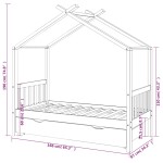 vidaXL Cadru pat de copii cu un sertar, alb, 80x160 cm, lemn masiv pin
