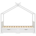vidaXL Cadru de pat copii, cu sertare, alb, 90x200 cm, lemn masiv pin vidaXL Cadru de pat copii, cu sertare, alb, 90x200 cm, lemn masiv pin