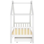 vidaXL Cadru de pat copii, cu sertare, alb, 90x200 cm, lemn masiv pin vidaXL Cadru de pat copii, cu sertare, alb, 90x200 cm, lemn masiv pin