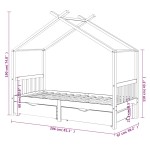 vidaXL Cadru de pat copii, cu sertare, alb, 90x200 cm, lemn masiv pin vidaXL Cadru de pat copii, cu sertare, alb, 90x200 cm, lemn masiv pin