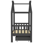 vidaXL Cadru pat copii cu sertar gri închis 70x140 cm lemn masiv pin vidaXL Cadru pat copii cu sertar gri închis 70x140 cm lemn masiv pin