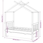 vidaXL Cadru pat copii cu sertar gri închis 70x140 cm lemn masiv pin vidaXL Cadru pat copii cu sertar gri închis 70x140 cm lemn masiv pin