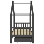 vidaXL Cadru pat copii cu sertare gri închis 90x200 cm lemn masiv pin vidaXL Cadru pat copii cu sertare gri închis 90x200 cm lemn masiv pin