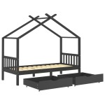 vidaXL Cadru pat copii cu sertare gri închis 90x200 cm lemn masiv pin vidaXL Cadru pat copii cu sertare gri închis 90x200 cm lemn masiv pin