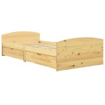 vidaXL Cadru de pat cu 2 sertare, 90 x 200 cm, lemn masiv de pin