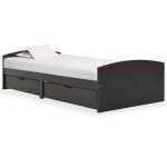 vidaXL Cadru de pat cu 2 sertare, gri, 90 x 200 cm, lemn masiv de pin