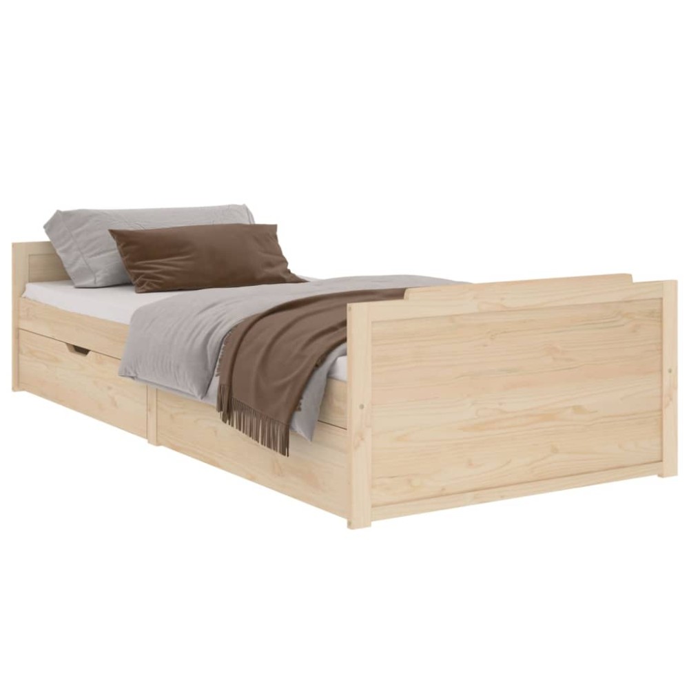 vidaXL Cadru de pat cu sertare, 90x200 cm, lemn masiv de pin