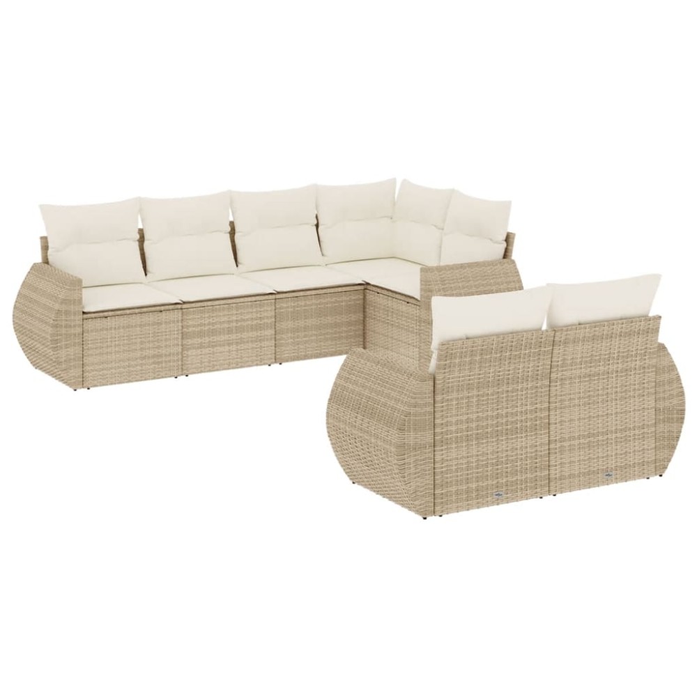 vidaXL Set canapele de grădină, 7 piese, cu perne, bej, poliratan