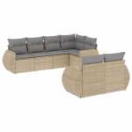 vidaXL Set canapele de grădină, 7 piese, cu perne, bej, poliratan vidaXL Set canapele de grădină, 7 piese, cu perne, bej, poliratan