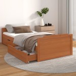 vidaXL Cadru de pat cu sertare, maro miere, 90x200 cm lemn masiv pin vidaXL Cadru de pat cu sertare, maro miere, 90x200 cm lemn masiv pin