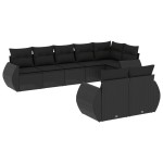 vidaXL Set mobilier de grădină cu perne, 8 piese, negru, poliratan vidaXL Set mobilier de grădină cu perne, 8 piese, negru, poliratan