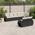 vidaXL Set mobilier de grădină cu perne, 8 piese, negru, poliratan vidaXL Set mobilier de grădină cu perne, 8 piese, negru, poliratan
