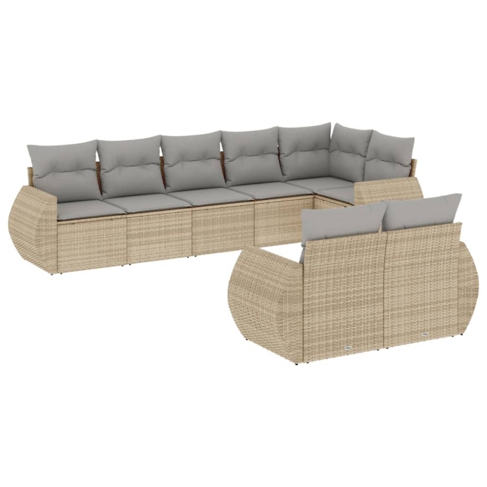 vidaXL Set canapele de grădină, 8 piese, cu perne, bej, poliratan
