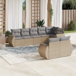 vidaXL Set canapele de grădină, 8 piese, cu perne, bej, poliratan vidaXL Set canapele de grădină, 8 piese, cu perne, bej, poliratan
