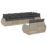 vidaXL Set mobilier de grădină cu perne, 8 piese gri deschis poliratan vidaXL Set mobilier de grădină cu perne, 8 piese gri deschis poliratan
