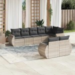vidaXL Set mobilier de grădină cu perne, 8 piese gri deschis poliratan vidaXL Set mobilier de grădină cu perne, 8 piese gri deschis poliratan