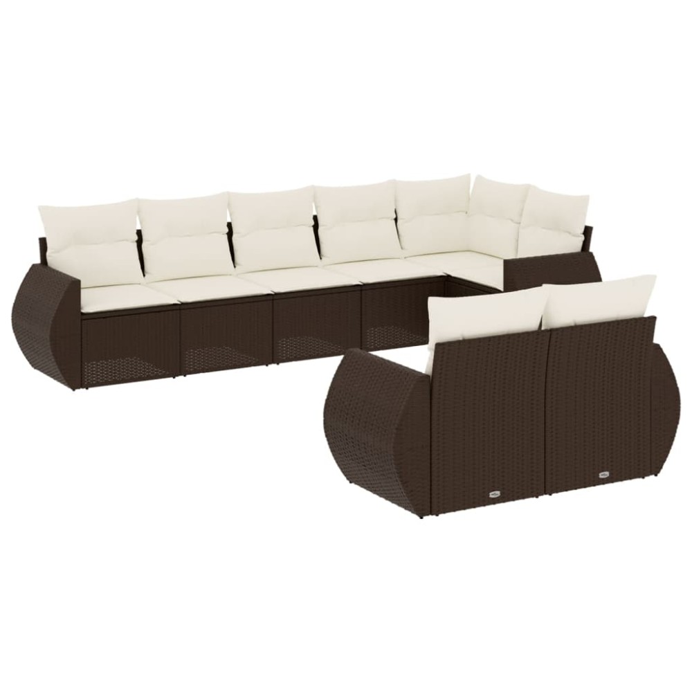 vidaXL Set canapele de grădină cu perne, 8 piese, maro, poliratan