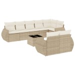 vidaXL Set canapele de grădină, 9 piese, cu perne, bej, poliratan vidaXL Set canapele de grădină, 9 piese, cu perne, bej, poliratan